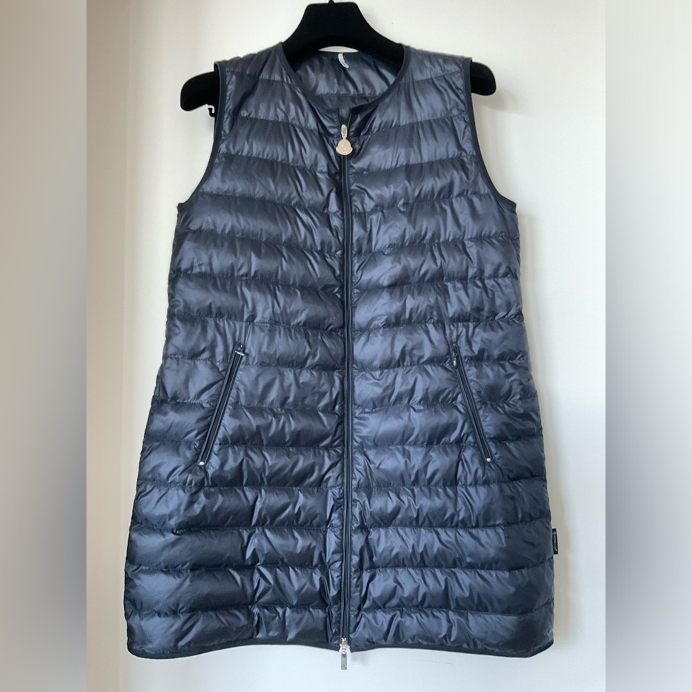 Authentic Moncler Long Navy Blue Vest Size Small